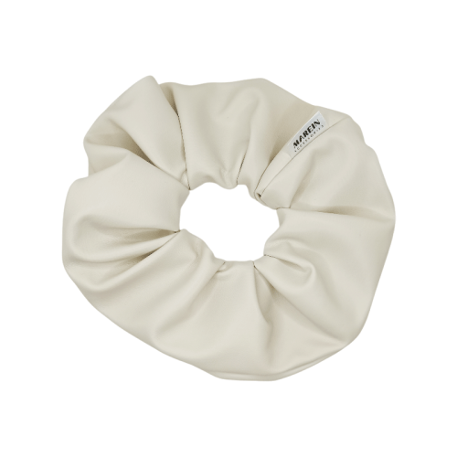 Cream Leather Scrunchie