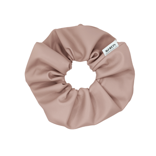 Rose Beige Leather Scrunchie