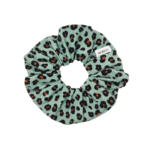 Mint Animal Print Leopard Scrunchie