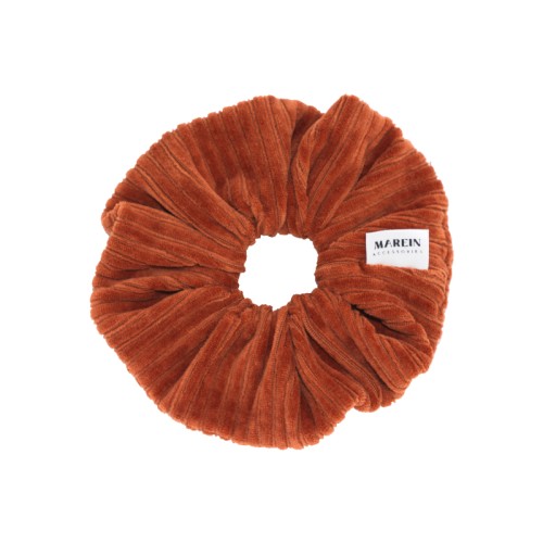 Cinnamon Stripped Velour Scrunchie