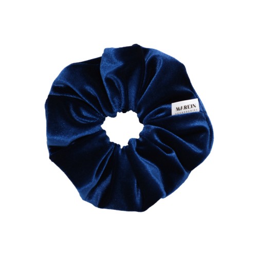 Blue Glossy Velour Scrunchie