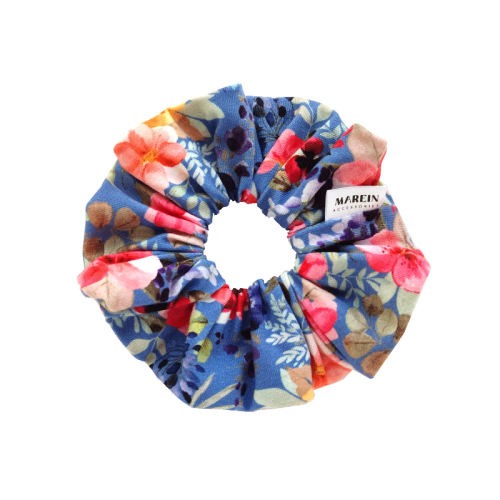 Blue Floral Scrunchie