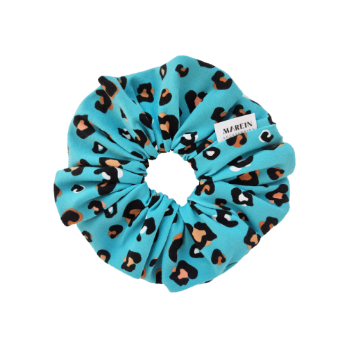 Blue Leopard Scrunchie