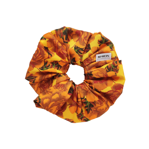 Orange Roses Satin Scrunchie