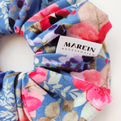 blue-floral-handmade-scrunchies-marein