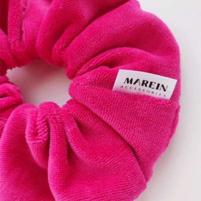 fuschia-velour-handmade-scrunchies-marein