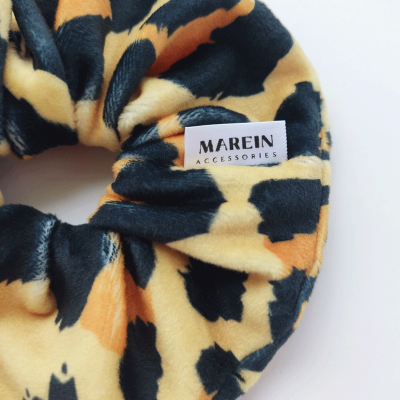 yellow-leopard-velour-scrunchie-handmade-accessories-marein