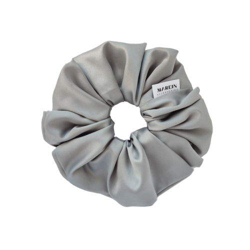 Silver Satin Scrunchie