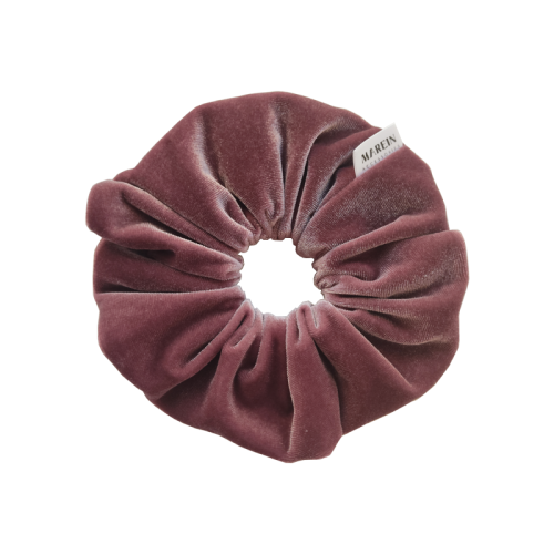 Dark Old Rose Glossy Velour Scrunchie