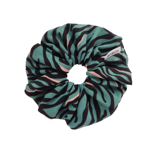 Petrol Zebra Scrunchie