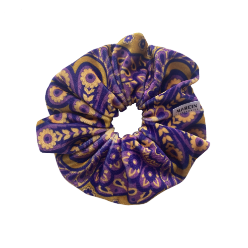 Paisley Purple & Gold Velour Scrunchie