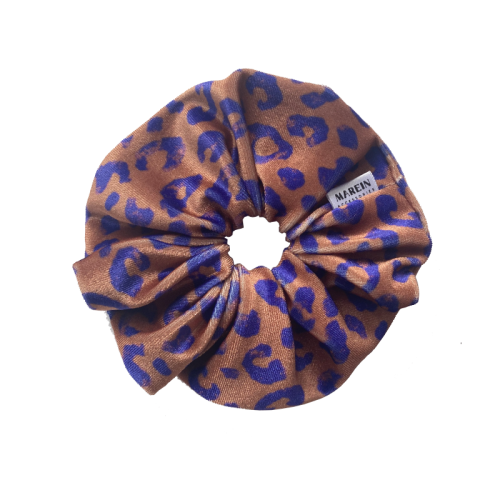 Purple Leopard Velour Scrunchie