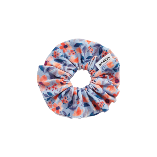 Mini Baby Blue Floral Scrunchie