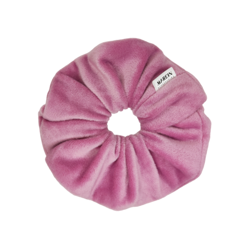 Dark Rose Fleece Velour Scrunchie