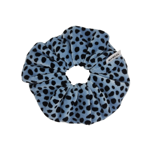 Denim Dots Velour Scrunchie