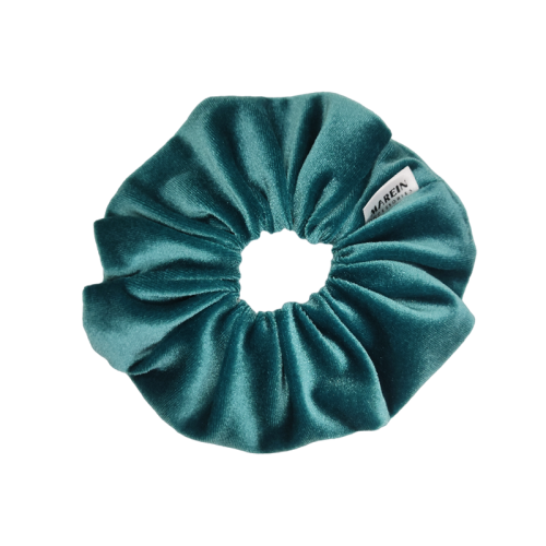 Petrol Glossy Velour Scrunchie