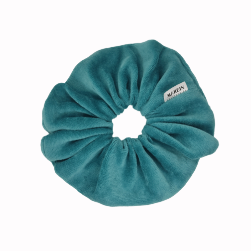 Light Petrol Velour Scrunchie