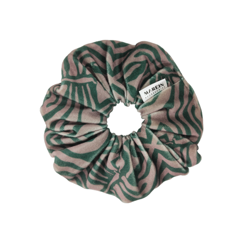 Green Zebra Velour Scrunchie