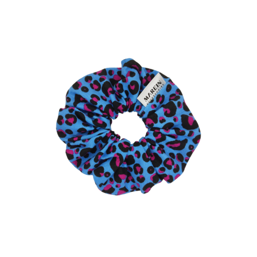 Mini Blue Fucshia Leopard Scrunchie