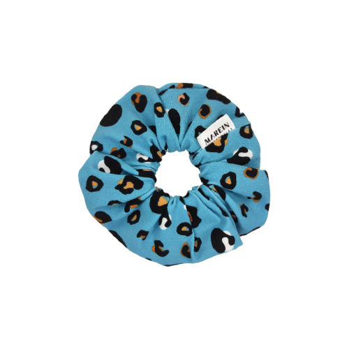 Mini Blue Leopard Scrunchie