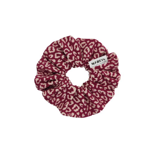 Mini Dark Red Leopard Scrunchie