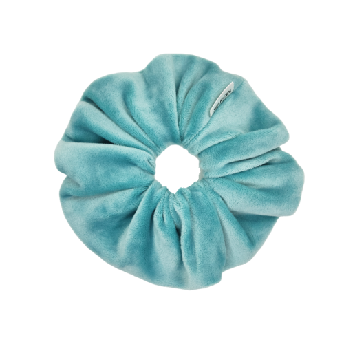 Turquoise Velour Scrunchie