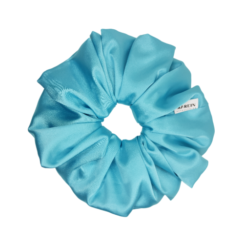 Cyan Blue Satin XXL Scrunchie