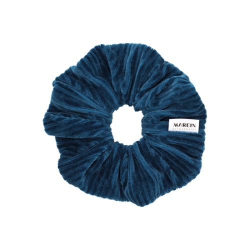 Petrol Stripped Velour Scrunchie