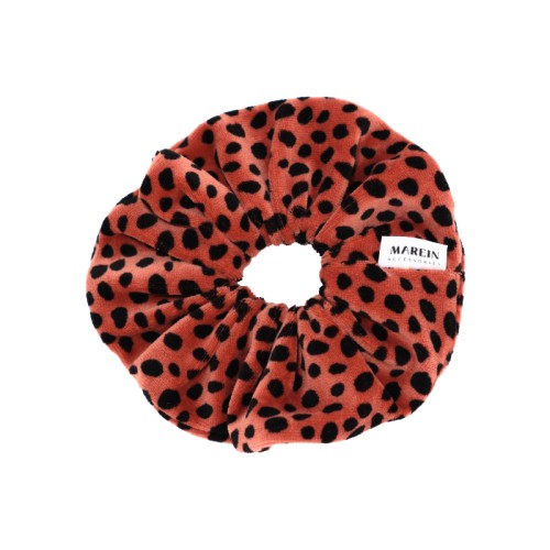 Terracotta Dots Velour Scrunchie